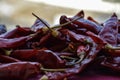 Close up of dried hot red chillies Royalty Free Stock Photo