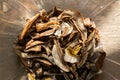 Close up of dried mushrooms top view Royalty Free Stock Photo
