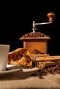 Close-up on dried orange fruit and cinnamon and coffee-beans Royalty Free Stock Photo