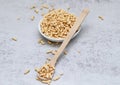 Close up of dried soy bean meat mince on wooden spoon Royalty Free Stock Photo