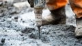 Close-up of a Drill Bit Entering Concrete