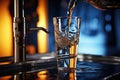 close-up of dripping water tap and full glass Royalty Free Stock Photo