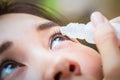 Close up drips into eye cataract medication. Royalty Free Stock Photo