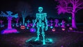 Halloween skeleton pumpkin burial ground night sky scare crow background wallpaper