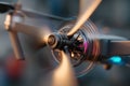 Close-up of Drone Propeller Spinning Before Takeoff Royalty Free Stock Photo
