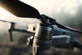 Close-up of Drone Propeller Spinning Before Takeoff Royalty Free Stock Photo