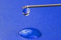 Close-up of a drop of medicine on the tip of a medical injection needle Royalty Free Stock Photo