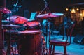 Dramatic Stage Lighting on a Drum Kit Royalty Free Stock Photo