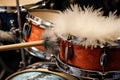 close-up of drumsticks on a custom drum set Royalty Free Stock Photo