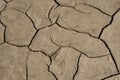 Close up of a dry and cracked riverbed