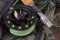 Close-up dry fly fishing tackle Royalty Free Stock Photo