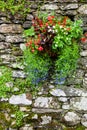 Close-up of dry-wall stones stacked in the Cotswolds