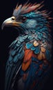 Close-up of an eagle bird with feathers on its head Generative AI