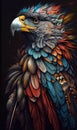 Close-up of an eagle bird with feathers on its head Generative AI Royalty Free Stock Photo