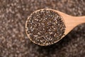 Close-up of ealthy chia seeds in a spoon. Text space. Royalty Free Stock Photo