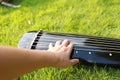 Close-up eastern Asican Chinese traditional ancient historic Guzheng zither plucking instruments of China hands on strings