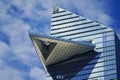 Close up of The Edge observation shy deck and Climb City with tourists at 30 Hudson Yards