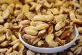 Close up of edible Brazil nuts after shell removal in the bowl