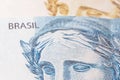 Close-up of Effigy of the Republic, detail of Brazilian banknote