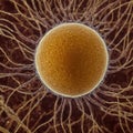 Close-Up of Egg Cell Surrounded by Sperm Cells Microscope View Royalty Free Stock Photo