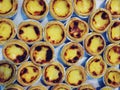 Close up egg tart and Portugese custard tart