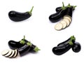 Close up of eggplant, isolated on white. Fresh eggplants isolated on white background with clipping path Royalty Free Stock Photo