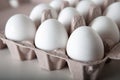 Close up eggs on paper tray selective focus Royalty Free Stock Photo