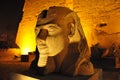 Close-up of Egyptian statue in illumination