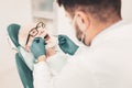 Close up of elderly man during dental appointment Royalty Free Stock Photo