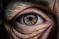 Close up of an elderly person\'s eye created with Generative AI technology