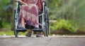 Elderly woman on wheelchair at home with daughter take care Royalty Free Stock Photo