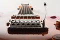 Close up of electic guitar bridge and neck Royalty Free Stock Photo