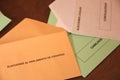 Close up of Electoral envelopes for the gouvernement of Canary Islands Royalty Free Stock Photo