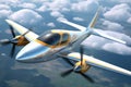 close-up of electric airplanes sleek, aerodynamic design