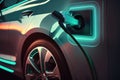 Close-up Electric Car Charging Station. Generative AI Royalty Free Stock Photo