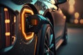 Close-up Electric Car Charging Station. Generative AI Royalty Free Stock Photo