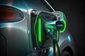 Close-up Electric Car Charging Station. Generative AI Royalty Free Stock Photo