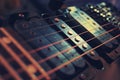 Close-up of an electric guitar bridge Royalty Free Stock Photo