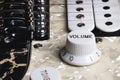 Close-up of electric guitar pickups and volume knob Royalty Free Stock Photo