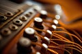 close-up of electric guitar strings, with hum and twang audible Royalty Free Stock Photo