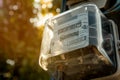 Close up electric meters on Power Pylon Royalty Free Stock Photo