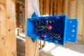 Close-up of Electrical box in new home construction Royalty Free Stock Photo