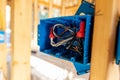 Close-up of Electrical box in new home construction Royalty Free Stock Photo