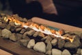 Close-up of electrical fireplace in living room.