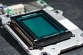 Close-up of an electronic chip with a camera matrix. Camera sensor close-up, macro photography Royalty Free Stock Photo