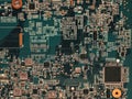 Close-up of electronic circuit board with processor of computer motherboard. Royalty Free Stock Photo