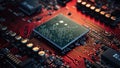 Close-up of electronic circuit board with processor and microchips Royalty Free Stock Photo
