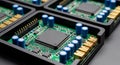 Close-up of Electronic Circuit Boards with Integrated Circuits and Capacitors electronics Royalty Free Stock Photo