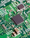 Close up of electronic components on the motherboard, microprocessor chip Royalty Free Stock Photo