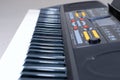 Close up of electronic keyboard synthesizer Royalty Free Stock Photo